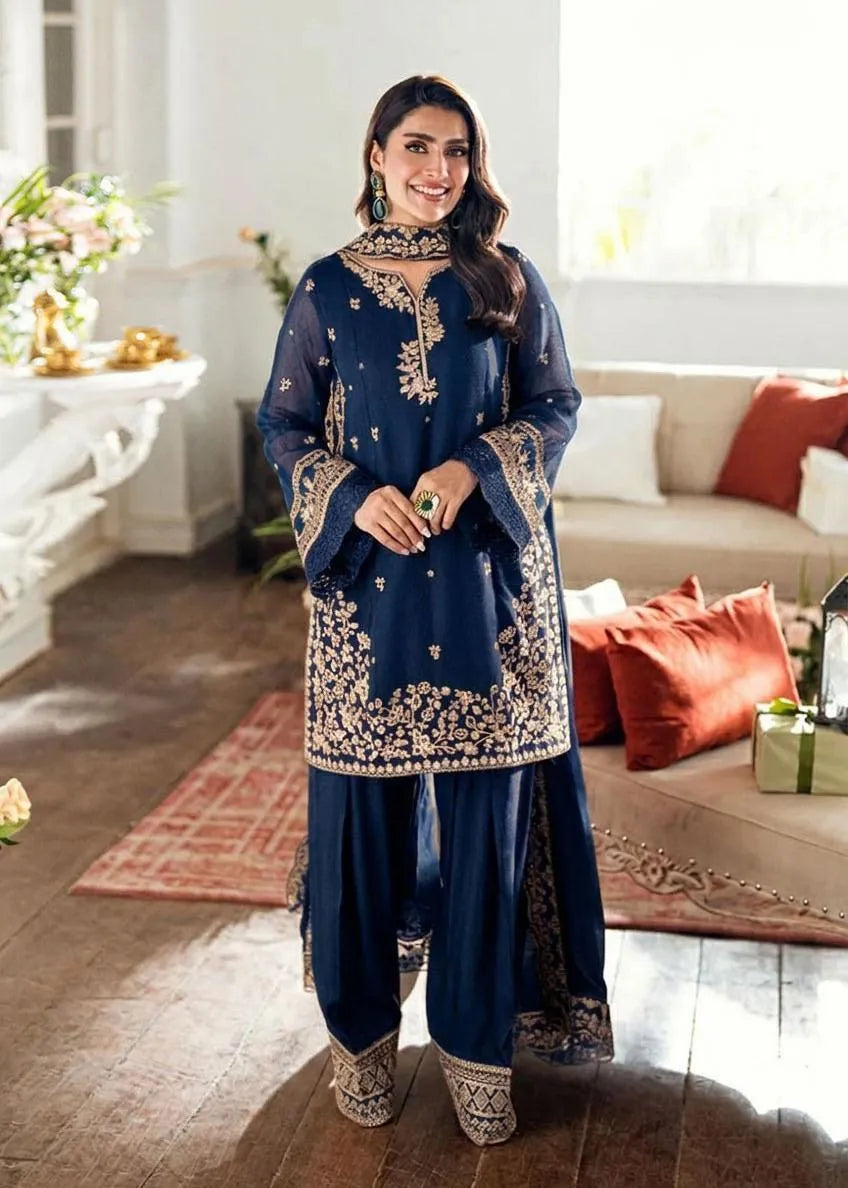 Neck,Sleeves Daman Thread Embroidered 3Pcs Set