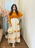 Eid Festive Georgette 2-Piece Yellow Bow Maxi Set