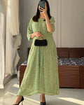 2 Pcs Women's Stitched Diamond Digital Print Maxi And Trouser