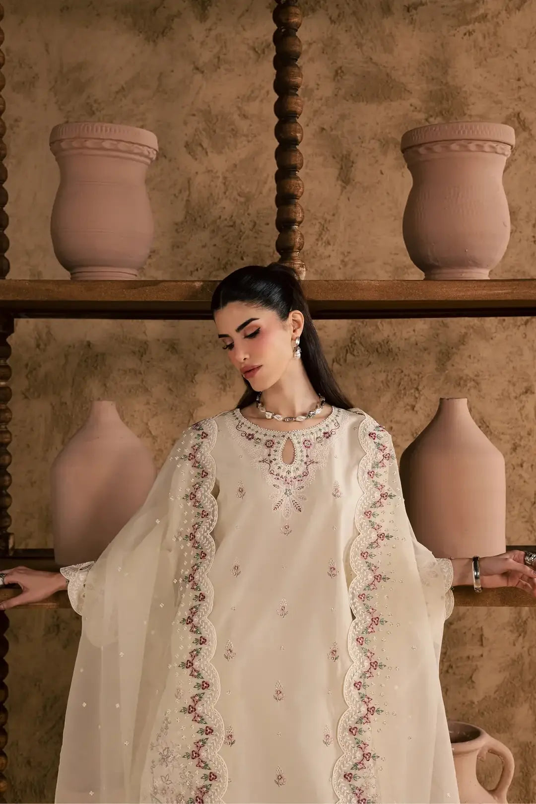 Women's Stitched Cotton Suit with Embroidery - 3 Pcs Set