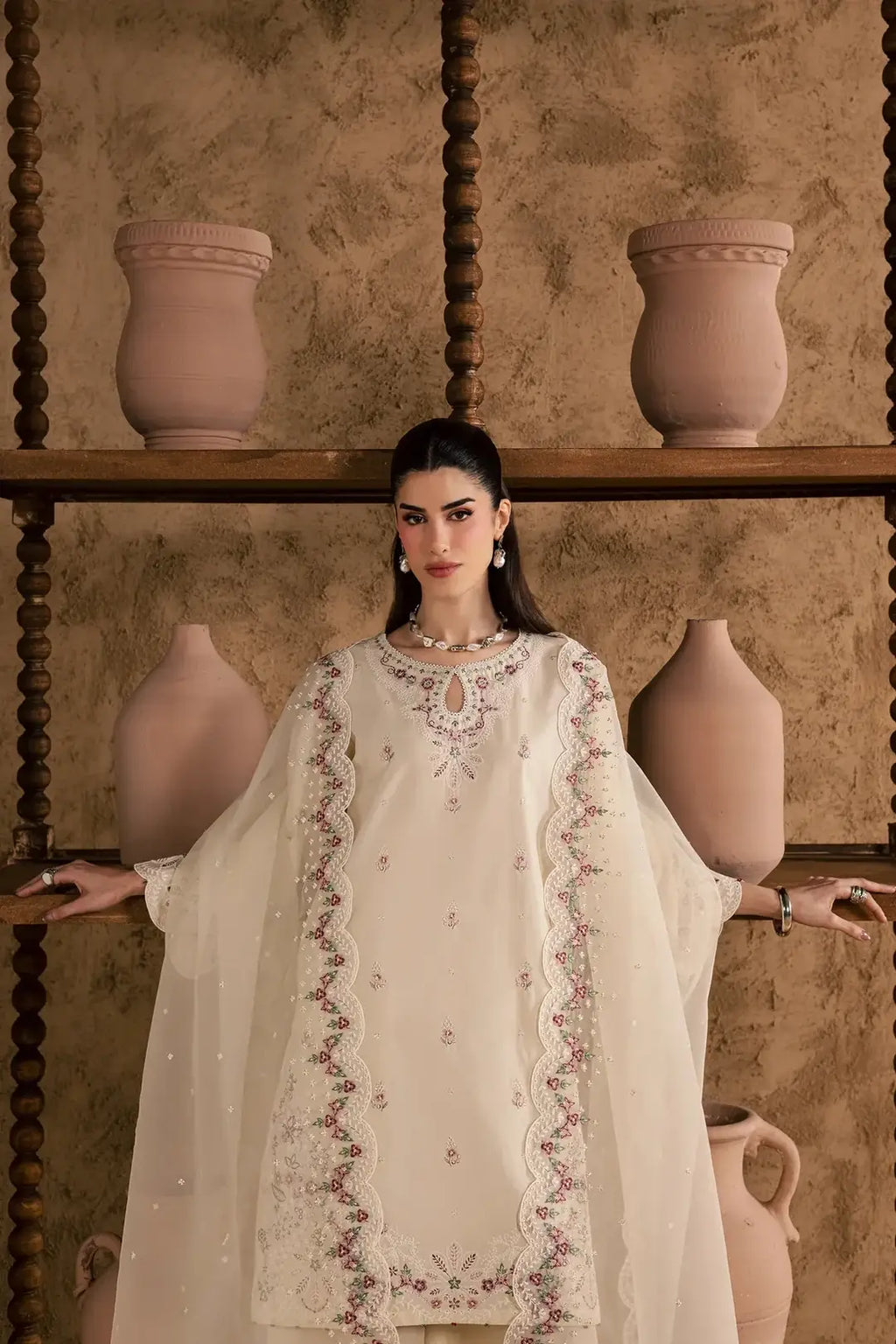 Women's Stitched Cotton Suit with Embroidery - 3 Pcs Set