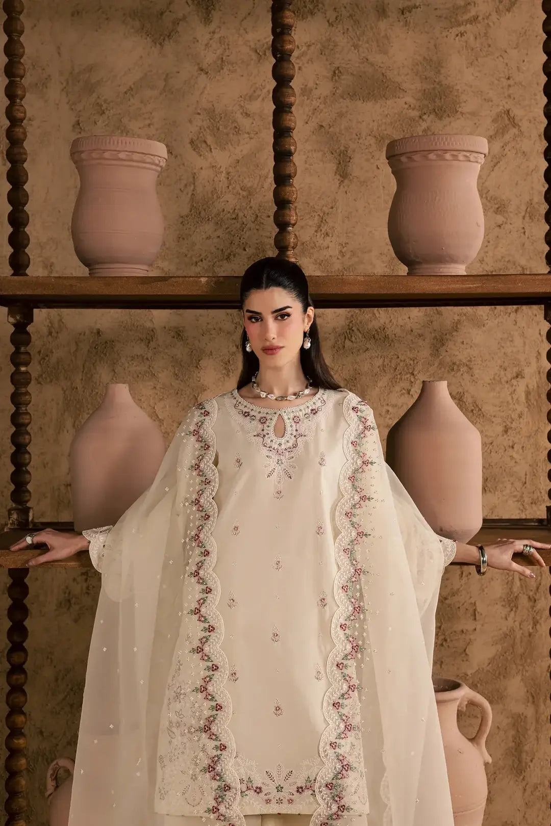 Women's Stitched Cotton Suit with Embroidery - 3 Pcs Set