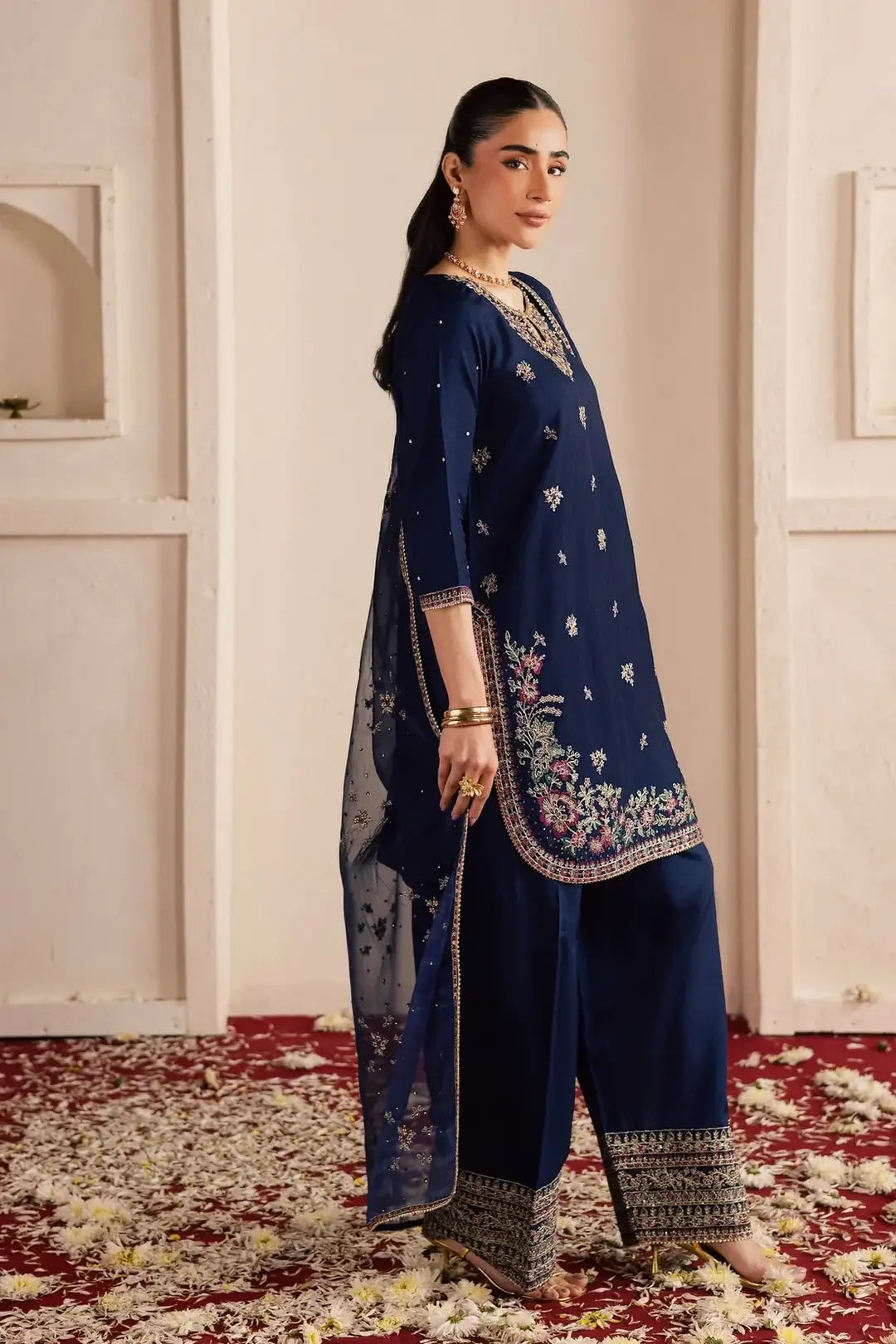 Stylish Women's Stitched Suit in Cotton with Embroidered Pattern - 3 Pcs Set